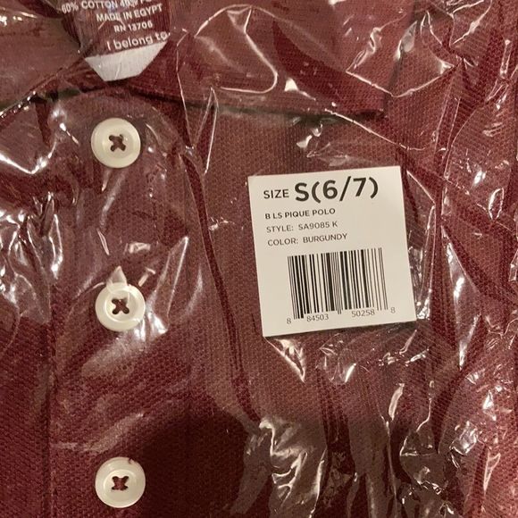 Boys burgundy shirt sleeve polo Shirt Small NWT - Picture 4 of 4